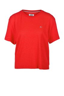 Однотонная красная футболка с короткими рукавами Tommy Jeans