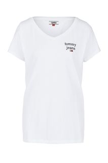 Белая базовая футболка с треугольным вырезом Tommy Jeans