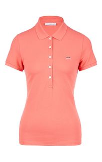 Хлопковая футболка поло кораллового цвета Lacoste