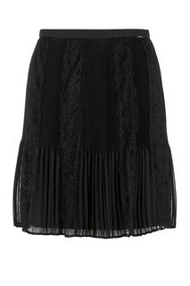 Короткая плиссированная юбка с кружевными вставками Liu Jo