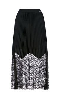 Черная плиссированная юбка с кружевной вставкой Guess