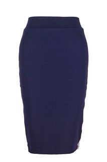 Синяя юбка средней длины с нашивками по бокам Tom Tailor Denim