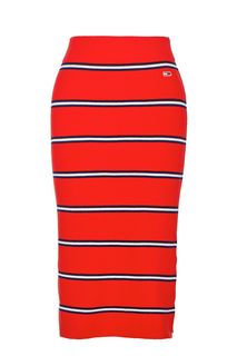 Красная трикотажная юбка в полоску Tommy Jeans