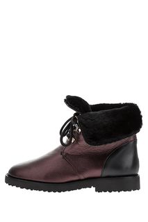 Утепленные бордовые ботинки из натуральной кожи Högl
