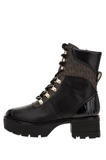 Кожаные ботинки с монограммой бренда Khloe Michael Michael Kors