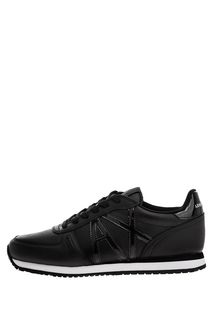 Кожаные кроссовки с монограммой бренда Armani Exchange