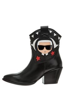 Черные кожаные полусапоги на каблуке Karl Lagerfeld