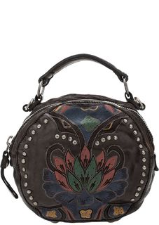 Маленькая кожаная сумка с декоративным принтом Campomaggi