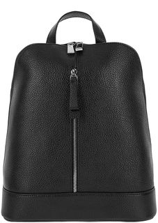 Черная кожаная сумка-рюкзак на двухзамковой молнии Afina
