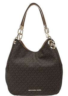 Сумка коричневого цвета с монограммой бренда Lillie Michael Michael Kors