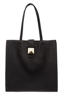 Черная кожаная сумка с длинными ручками Diva Furla