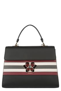 Черная кожаная сумка с откидным клапаном Mughetto Furla