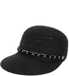 Плетеная черная кепка с металлическим декором Fabretti