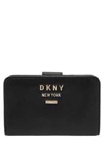 Черный кошелек из зерненой кожи Dkny