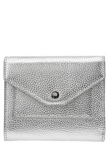 Серебристый кожаный кошелек с откидным клапаном Fabretti