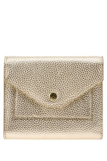 Золотистый кожаный кошелек с откидным клапаном Fabretti