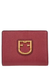 Бордовый кожаный кошелек с металлическим декором Belvedere Furla