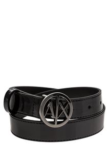 Лаковый ремень с круглой пряжкой Armani Exchange