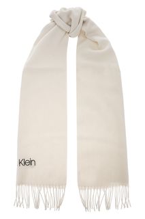 Шерстяной шарф молочного цвета Calvin Klein Jeans