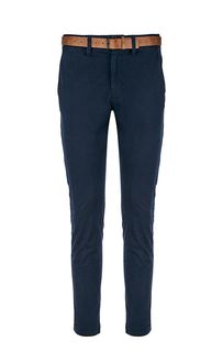 Синие хлопковые брюки чиносы на ремне Tom Tailor Denim