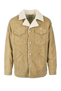 Вельветовая куртка бежевого цвета с застежкой на болты Wrangler