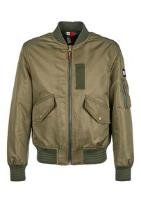 Куртка-бомбер цвета хаки с карманами Tommy Hilfiger