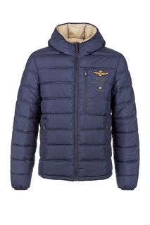 Синяя демисезонная куртка с капюшоном Aeronautica Militare