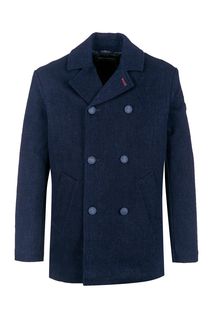 Двубортное демисезонное пальто синего цвета Guess