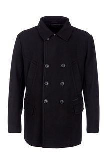 Черное двубортное пальто с карманами Armani Exchange