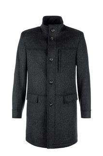 Серое шерстяное пальто в классическом стиле Bazioni
