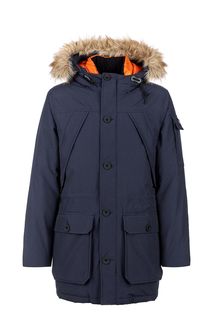 Синяя парка-пуховик на молнии и пуговицах Penfield
