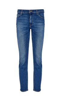 Зауженные синие джинсы с декоративными заломами Rider Lee