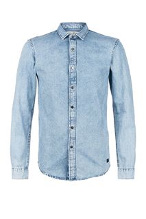 Приталенная джинсовая рубашка на кнопках Tom Tailor Denim