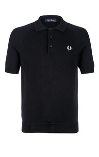 Черный хлопковый джемпер с короткими рукавами Fred Perry