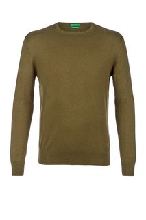 Хлопковый джемпер цвета хаки United Colors of Benetton