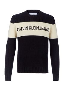 Джемпер из шерсти с вышитым логотипом бренда Calvin Klein Jeans