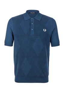 Синий джемпер с короткими рукавами Fred Perry