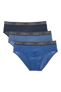 Комплект из трех синих трусов-брифов Emporio Armani