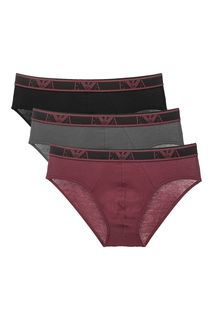 Комплект из трех хлопковых трусов-брифов Emporio Armani