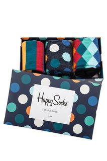 Комплект из трех пар хлопковых носков в подарочной коробке Happy Socks