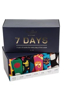 Комплект из семи пар хлопковых разноцветных носков Happy Socks