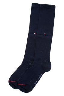 Высокие хлопковые носки синего цвета Tommy Hilfiger