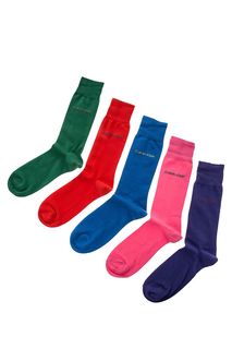 Комплект из пяти пар хлопковых разноцветных носков Calvin Klein Jeans