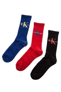 Комплект из трех пар носков с логотипом бренда Calvin Klein Jeans