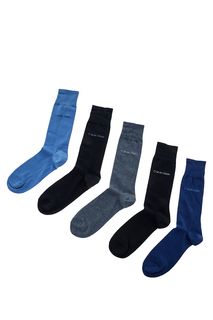 Комплект из пяти пар синих хлопковых носков Calvin Klein Jeans