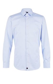 Голубая приталенная хлопковая рубашка Strellson