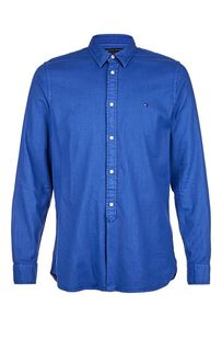 Синяя хлопковая рубашка с длинными рукавами Tommy Hilfiger