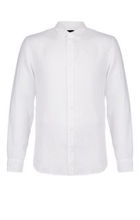 Белая льняная рубашка приталенного кроя Armani Exchange