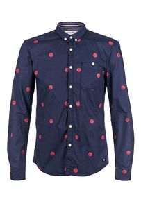 Синяя хлопковая рубашка в горошек Tom Tailor Denim