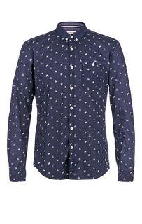 Синяя хлопковая рубашка на пуговицах Tom Tailor Denim